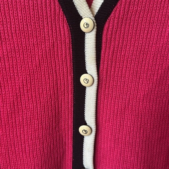 St John Sport by Marie Gray Pink Wool Button Front Cardigan Sweater size Medium - Picture 5 of 6